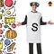 Salt Shaker Costume Funny White Tunic with S Print Headpiece Adult Halloween Party Outfit
